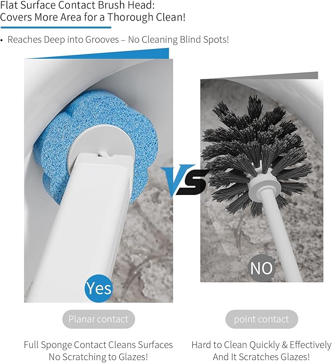 Amestar Toilet Brush with 120 Refills, White Toilet Cleaning Brush, Toilet Bowl Brush, Toilet Brush Refill for Efficient and Deep Scrub Toilet