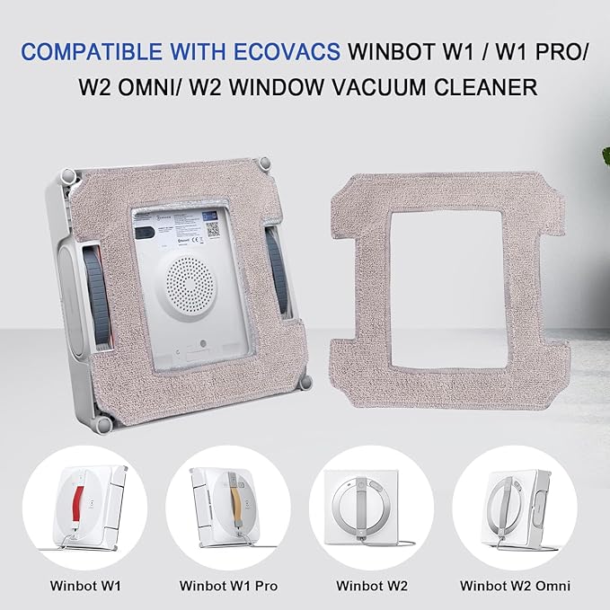 12 PCS Washable Cleaning Rag Mop Cloths for Winbot W1 / W1 Pro/ W2 Omni/ W2 Window Vacuum Cleaner Robot Mop Pad Accessories, Reusable & Washable Microfiber Cleaning Pads for Window Cleaning (12 PCS)