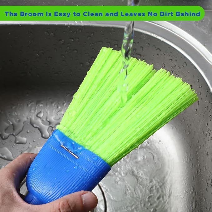 4 Pcs Whisk Broom, Poly Fiber Handheld Brush with Hanging Hole, Outdoor Car Hand Broom for Cleaning Indoor Porches, Floors, Decks, Driveways, Dust, and Dirt