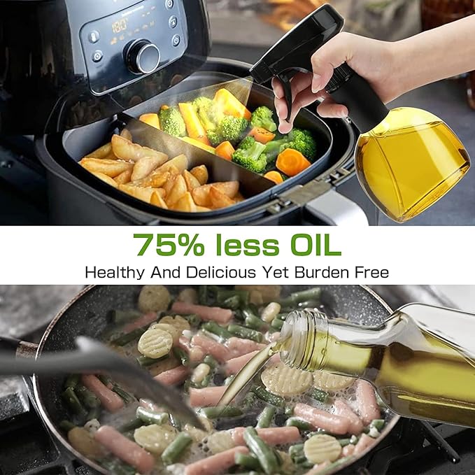 Oil Sprayer for Cooking, 9.5oz Oil Dispenser, Non-Aerosol for Olive Oils, Reusable Oil Vinegar Spritzer Sprayer for Air Fryer, Kitchen, Salad, Baking, BBQ, Frying(Gray)