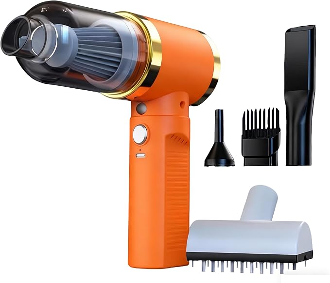 BGGJJ Car Vacuum Portable Cordless,Car Vacuum Cleaner high Power, Home Handheld Vacuum 30Mins with Battery,Orange Portable Vacuum Cordless 5000mAh,15000Pa Strong Suction.(Orange)