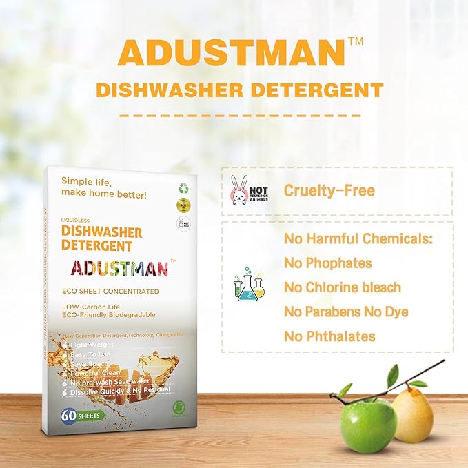 Dishwasher Detergent Sheets Fresh Breeze 120 Loads 2 Pack Liquid-less Convenient Pods Pacs Powder Earth-friendly