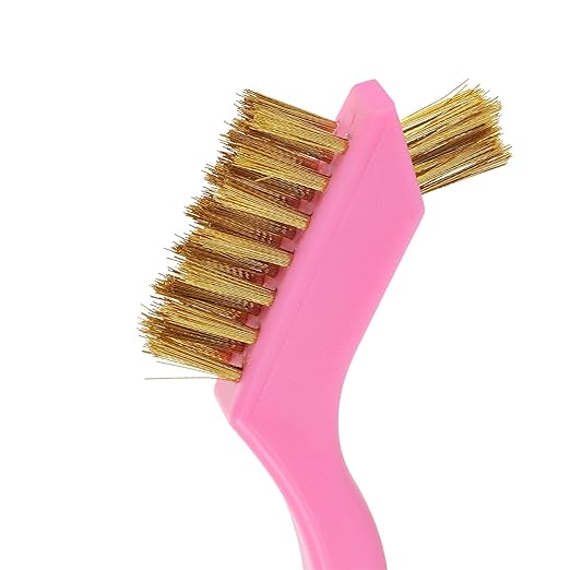 MAXMAN Wire Brush Set 3-Pack, Small Wire Brushes for Cleaning, Rust Remover, Dirt Cleaner, Metal Brush, Paint Scrubbing, 7" Deep Clean Detailing Tools, Brass/Stainless Steel/Nylon Bristles, Pink.