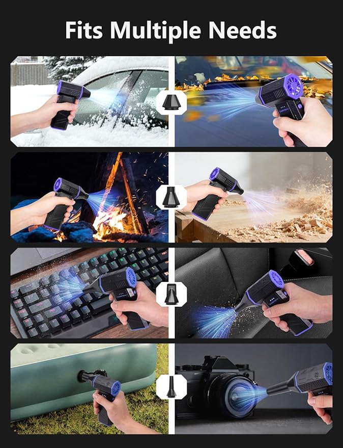 Electric Compressed Air Duster - Cortify 130,000 RPM High-Power Air Blower, Rechargeable 3-Speed Mini Handheld Dust Blower for PC, Keyboard, Electronics, Car and Home Cleaning