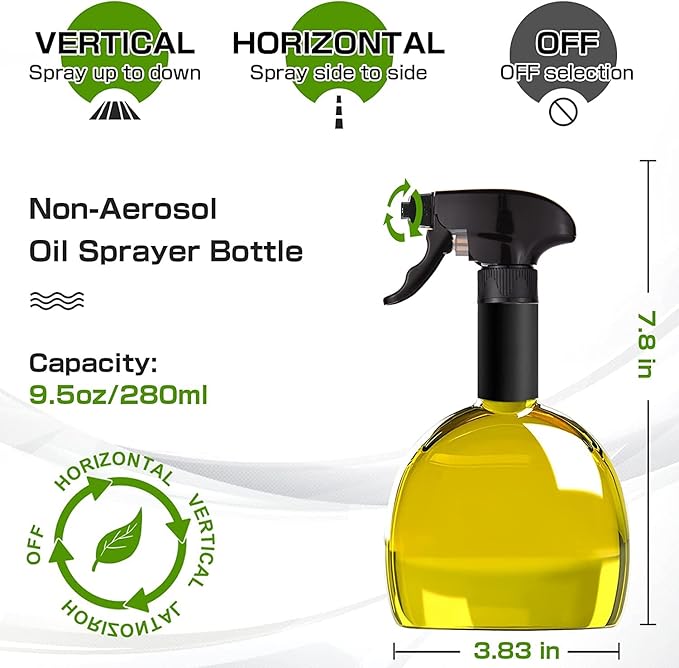Oil Sprayer for Cooking, 9.5oz Oil Dispenser, Non-Aerosol for Olive Oils, Reusable Oil Vinegar Spritzer Sprayer for Air Fryer, Kitchen, Salad, Baking, BBQ, Frying(Blue)