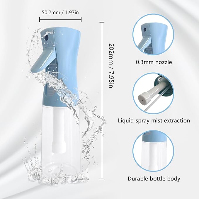 Spray Bottle for Hair Continuous Ultra Fine Mist (300ml) 360° Multi Spray Bottle for Plants, Cleaning, Skin Care Leakproof & Durable 2 Pack