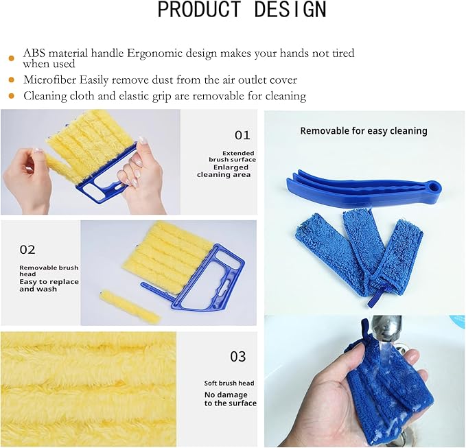 Blind Cleaner Duster Tool Microfiber Washable Cleaning Tools for Ceiling Fan Cleaner Duster and Blind Cleaner; Suitable for Louvers, Air Conditioning Vents, and Ceiling Fans (4-Pack)