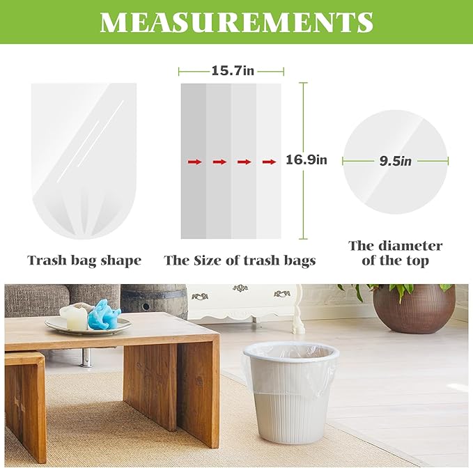 Teivio 1.2 Gallon 360 Counts Trash Bags Garbage Bags, Bathroom Trash Can Bin Liners, Small Plastic Bags for Home Office Kitchen Kitchen (Clear)