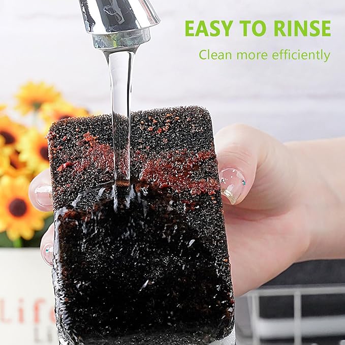 Kitchen Cleaning Sponges, 6 Pack Heavy Duty Scrub Sponges Cleans Fast Non-Scratch Sponge for Washing Dishes and Cleaning Kitchen (Black)