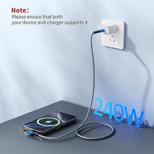 Talmosal 240W for Thunderbolt 5 Cable Right Angle 10ft, Support 8K@60Hz, 4K@144Hz, 40Gbps for iPhone 17, Thunderbolt 4, USB4, SSD, MacBook M4 Pro, Dock, eGPU, Mac mini M4 / M4 Pro