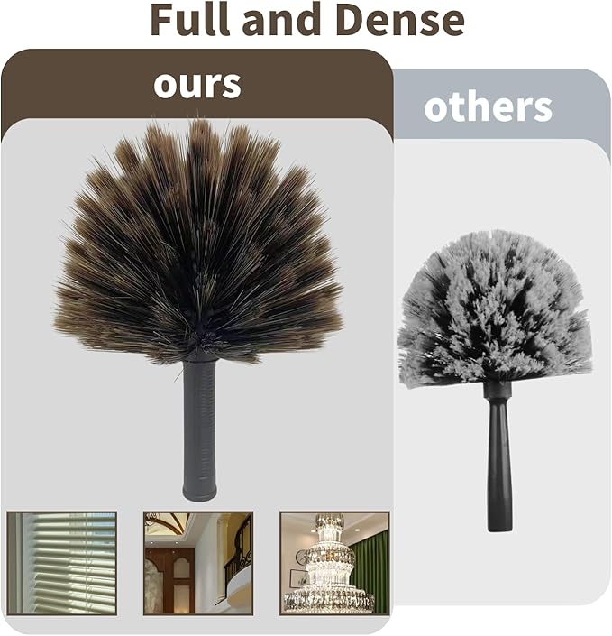 3 Pack Webster Cobweb Duster Head,Spider Web Remover Brush,Fits Standard 3/4 inch Threaded Poles, Cobweb Duster Head Attachment for Ceilings, Moldings, HVAC & Floor Vents, and Corners(3, Brown)