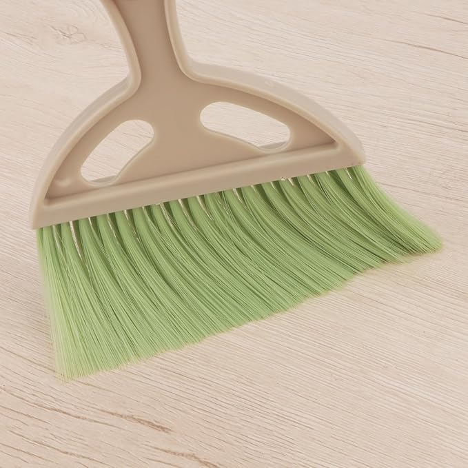 Brosay Mini Dustpan and Brush Set Portable Small Broom with Dust Pan Handheld Hangable Whisk Broom and Dust Pan for Home, Kitchen, Table, Office, Car 1 Pcs (Green)