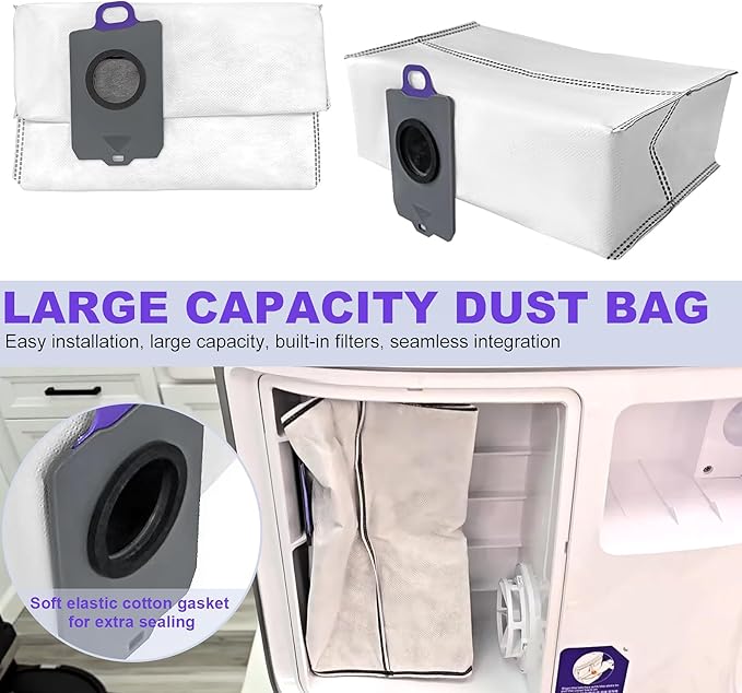 Replacement Accessories Compatible with Narwal Flow Robot Vacuum Cleaner (2 Main Brush, 4 Roller Mop Pads, 6 Dust Bags, 6 Hepa Filter, 8 Side Brushes, 2 Filter Cotton Pads, 1 Dustbin Liner)