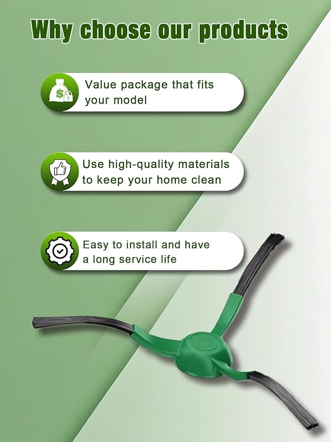 E-HAO Max 705 & 504 Edge Sweeping Side Brush Replacement Parts for iRobot Roomba Max 705 Vac, Roomba Plus 504 Vac Robot Vacuum, 8-Pack