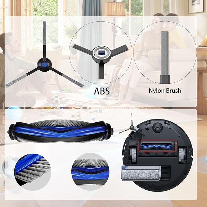 Accessories Kit Compatible with ECOVACS DEEBOT X8 PRO OMNI Robot Vacuum Cleaner,Replacement Parts Include 1 Brush Roller,2 Roller Mop Pads,4 Filters,4 Side Brush and 4 Dust Bag (X8 Pro Omni Set)