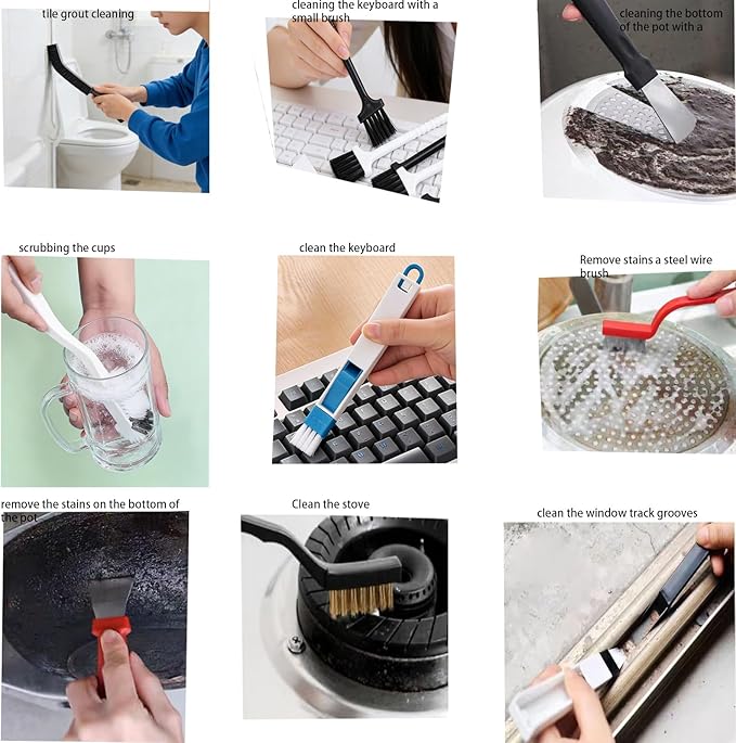 Htydjd 13 Pcs Crevice Cleaning Brush Tools Thin Hard Bristle Gap Brushes Small Spaces Cleaning Supplies for Bathroom Shower Bottle Corner Grout Kitchen Toilet Cup Sink Window Track Narrow Crevice Tool
