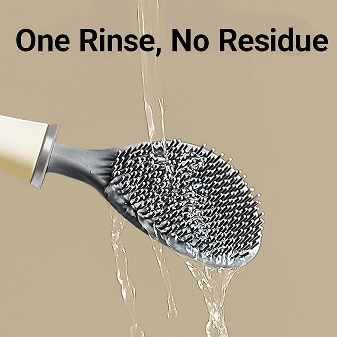 Flexible Silicone Toilet Brush and Holder Set Wall Mounted, Auto Closing TPR Brush Head for Deep Cleaning, Space Saving Bathroom Essentials with Adhesive Mounts (No Drilling) (1, Grayish Green)