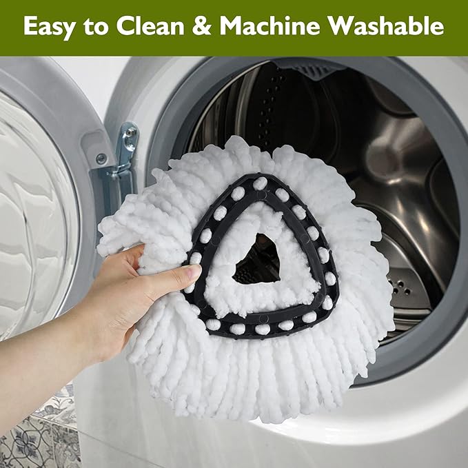 Qulable 4 Pack EasyWring Spin Mop Refill Replacement Heads - Microfiber, Compatible with Triangle Spin Mop, Multi-Surface Cleaning