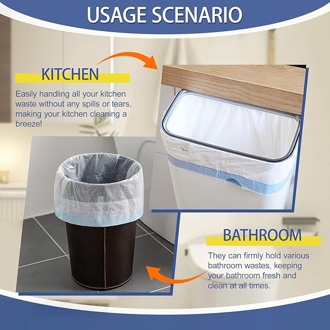 240 Count 8 Gallon Trash Bags Drawstring - 1.2 Mil White Medium Garbage Bags Unscented, 30 Liter Thick Plastic Trash Can Liners for Home Kitchen Bathroom