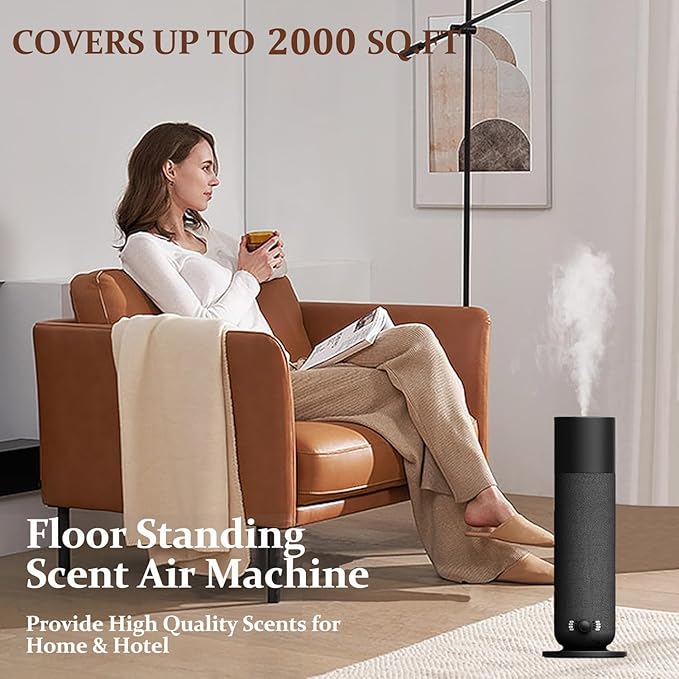 Smart Scent Air Machine for Home - Cold Technology Waterless Essential Oil Diffuser with Roy Tranquility Oil Set, Covers Up to 2000 Sq.Ft, Quiet Aromatherapy Machine for Hotel, Spa (Black)