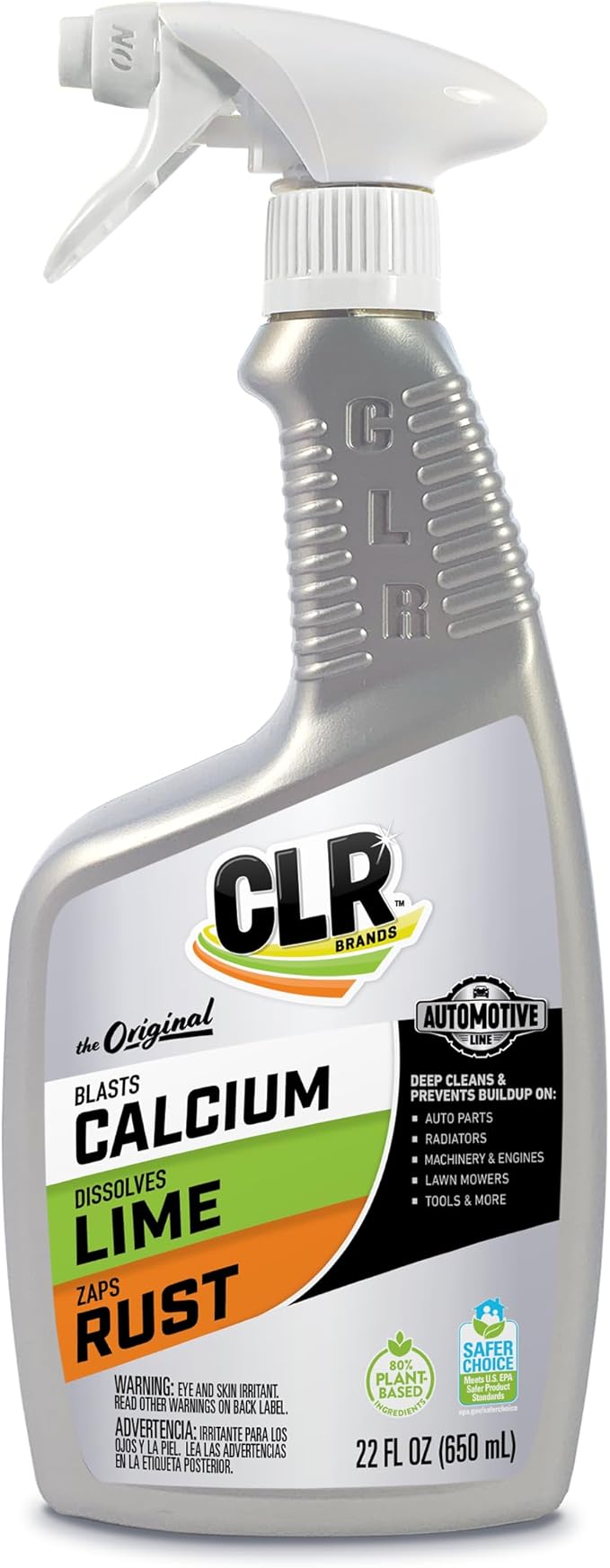 CLR Brands Automotive Calcium, Lime & Rust Remover Spray, 22 oz., Cleaning Spray for Multiple Surfaces, EPA Safer Choice Certified, Ammonia, Phosphate and Bleach Free Cleaner