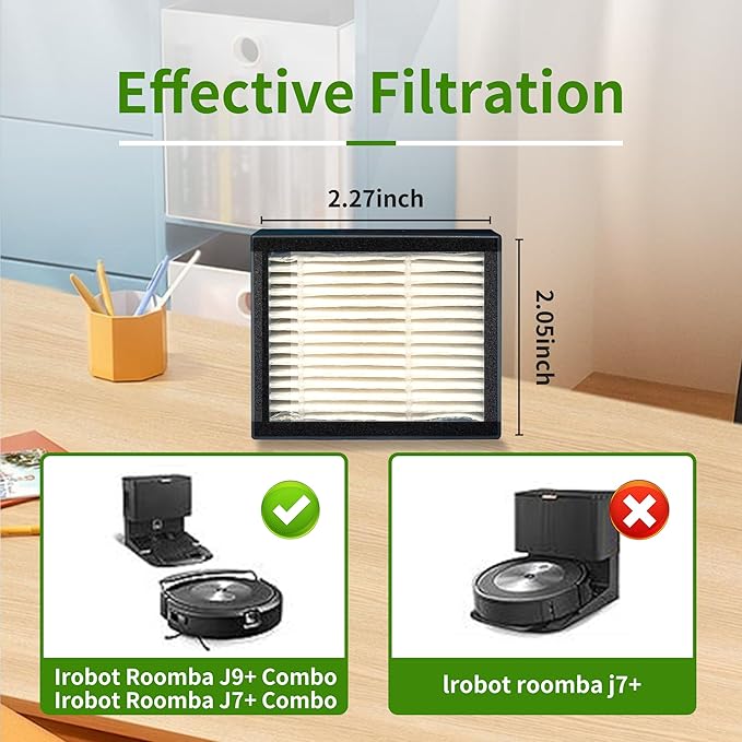 2 Set of Roller Brush & 10 Filters & 4 Mop Pads & 10 Side Brushes Replacement Parts Accessories Compatible with iRobot Roomba Combo J7+, Combo J9+,Combo 10 MAX Robot Vacuum Cleaner
