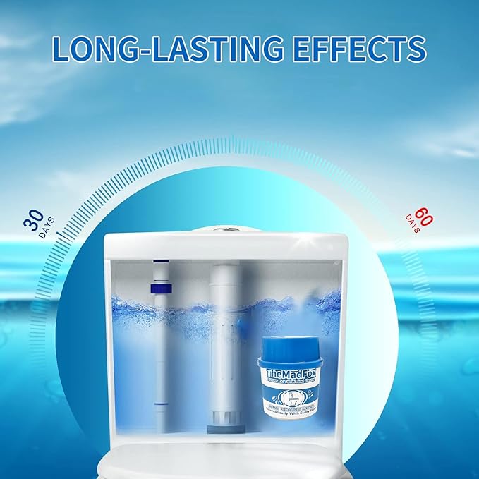 TheMadFox Toilet Bowl Cleaner 6 Bottles,Long-Lasting Toilet Tank Cleaner,Automatic Toilet Bowl Cleaner Tablets in Bottles for Tank Bathroom Powerful Cleaning Easy to Use,Up to 12 Months Total