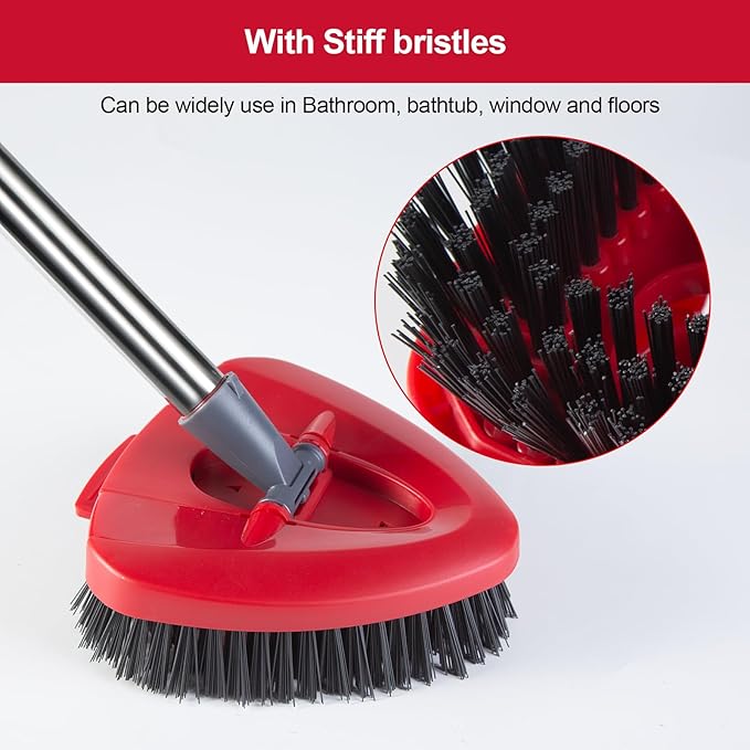 Spin Mop Scrub Brush with Mop Head Base Compatible for O Cedar EasyWring 1-Tank System, Floor Scrubber Mop Head Replacement Cleaning Brush for Bathroom, Kitchen, Tub and Tile, Spin Mop Attachments
