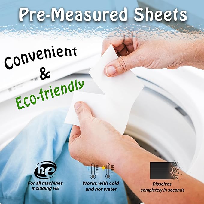 EDEN'S DEW Laundry Detergent Sheets | Biodegradable | Up to 80 Loads- 40 Sheets | Plant Based | Concentrated Liquidless Laundry Soap | No Plastic Jugs (Fresh Linen Scent, 1 pack)