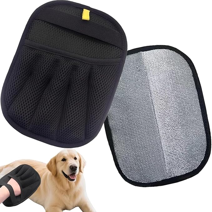 2 PCS Pet Hair Removal Glove for Cat and Dog, Reusable Electrostatic Brush Remover Gloves Fur(Black)