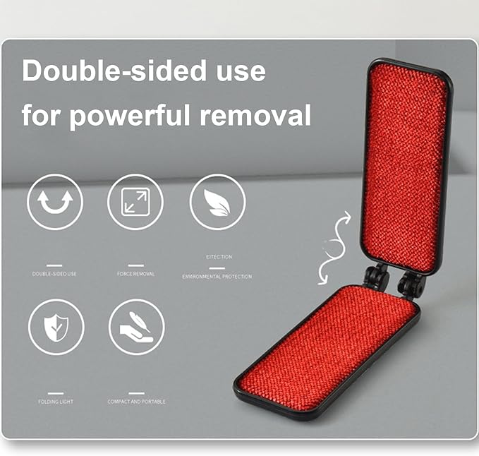 Foldable Travel Lint Brush - Reusable Portable Clothes Cleaner, Compact Fabric Remover | Small Pet Removal Tool, Multifunctional Dust Brush for Baby Clothes, Pet, or Daily Use, Gentle a