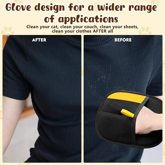 marveher Pet Hair Removal Gloves,Electrostatic Gloves Pet Hair, Efficient Grooming Glove for Cats Dogs, Reusable Pet Hair Removal Tool for Couch, Furniture, Carpet, Curtain (3)