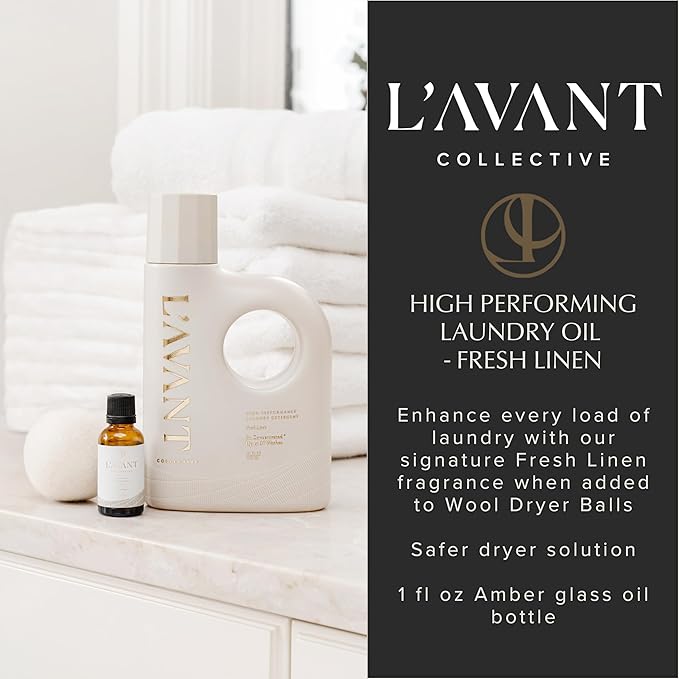 L’Avant Collective | Essential Oils for Laundry - Dryer Balls Scents – Scented Fragrance Essential Oil Drops | Fresh Linen Laundry Oil - Lavender Geranium Essential Oil Blend w/Ylang Ylang & Bamboo