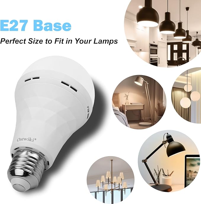 Rechargeable Light Bulbs, 1200mAh Led Battery Backup Bulb for Lamps 6 Pack Emergency Light Bulbs for Power Outage Hurricane Camping 9W 3000K A21 Warm Light Battery Operated Light Bulb E26