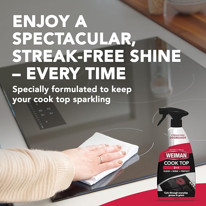Weiman Cooktop and Stovetop Daily Cleaner Spray, Streak-Free, Non-Abrasive - 2 Pack, 22 oz with Micro Fiber Buffing Towel Included