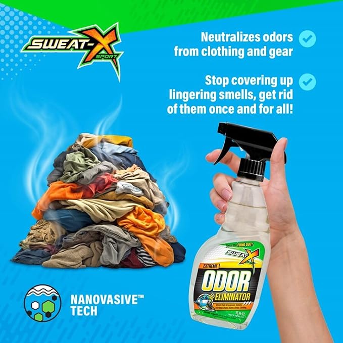 SweatX Extreme Odor Spray - Multipurpose No-Wash Deodorizer - Ideal for Shoes and Gym Clothing - Victory Scent (16 fl oz)