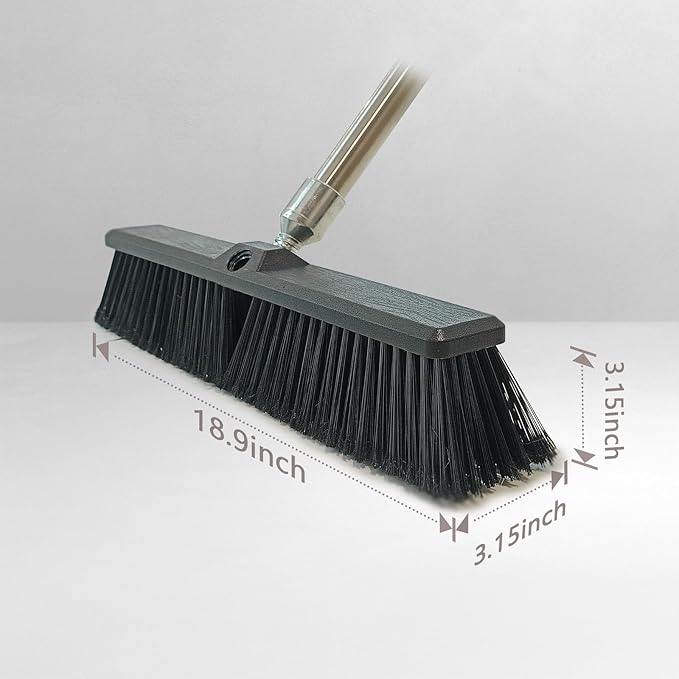 FRAXIR Push Broom Head Outdoor Large Stiff Bristle - Excellent Cleaning Performance- Easy Installation (18 inches)