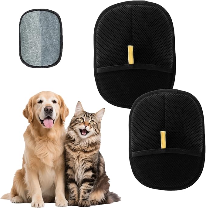 Szyafei Pet Hair Removal Glove for Dogs & Cats,2Pcs Electrostatic Gloves Pet Hair Removal, Washable Reusable Dogs Cats Hair Gloves for Furniture Bed Sheets Couch Clothes Carpet Car Seat