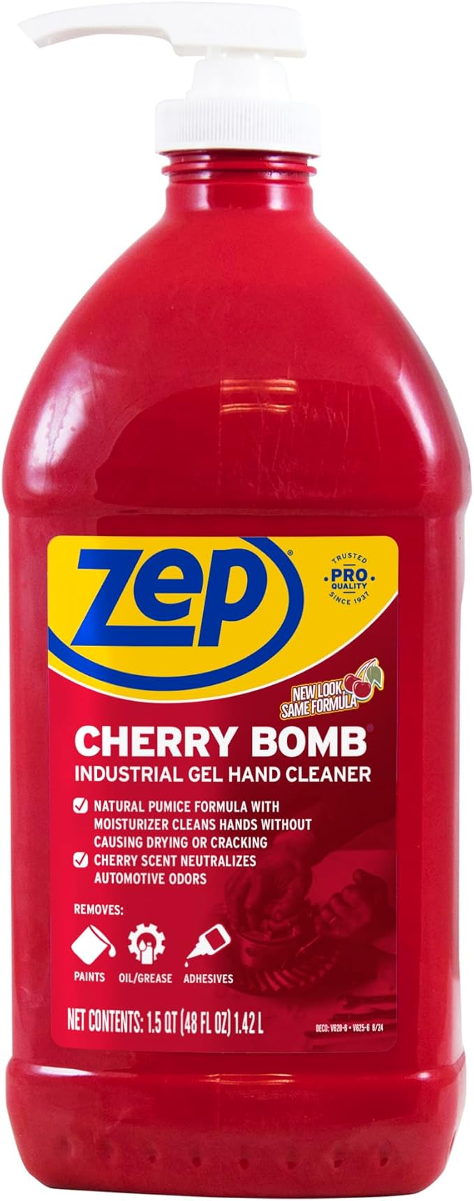 Zep Cherry Bomb Hand Cleaner 48 oz (Case of 4) - Volcanic Rock and Emollients - Perfect for mechanics and DIY'ers