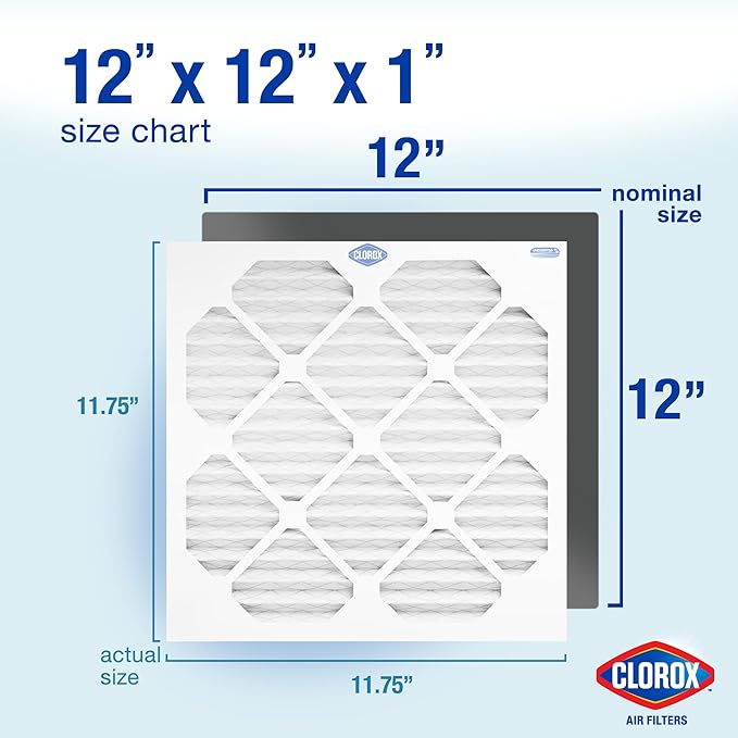 Clorox 12x12x1 Air Filter, MERV 11 Pleated HVAC AC Furnace Air Filters, MPR 1000 & FPR 7 – Pack of 4