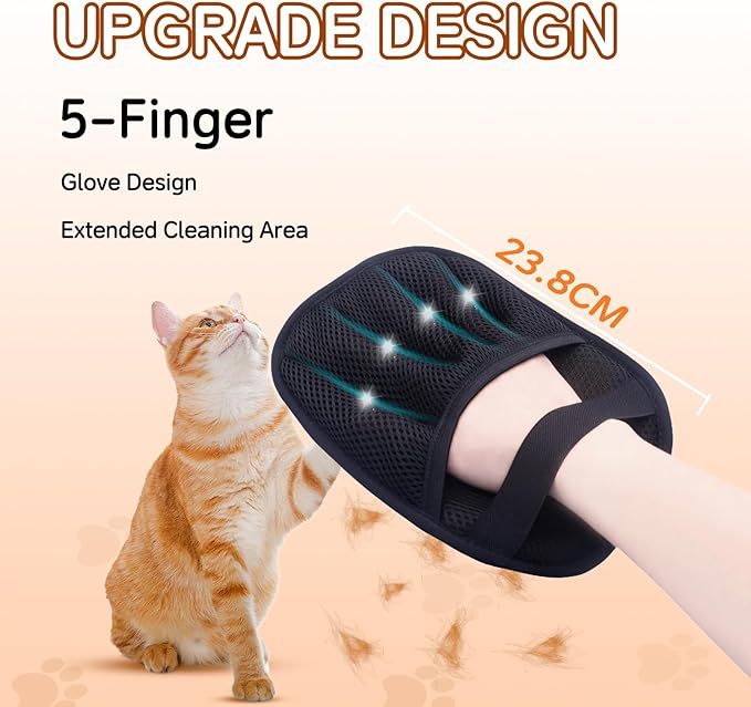 Yionaiyi Pet Hair Remover Electrostatic Gloves,Pet Hair Removal for Cats & Dogs, Cat Grooming Gloves，Pet Hair Fur Removal Mitt, Cleanup for Furniture, Clothing, and Upholstery,Reusable (2pcs)