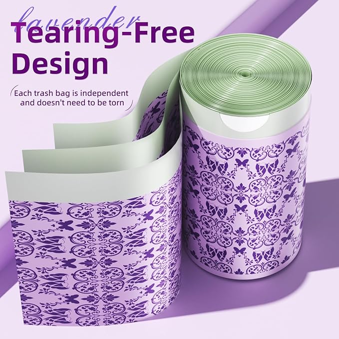 13 Gallon Trash Bags Drawstring, 50 Count Tall Kitchen Trash Bags, Sturdy Large Trash Bags, Butterfly & Lavender Printed Garbage Bags 13 Gallon Tall Kitchen, Tear Resistant Kitchen Garbage Bags