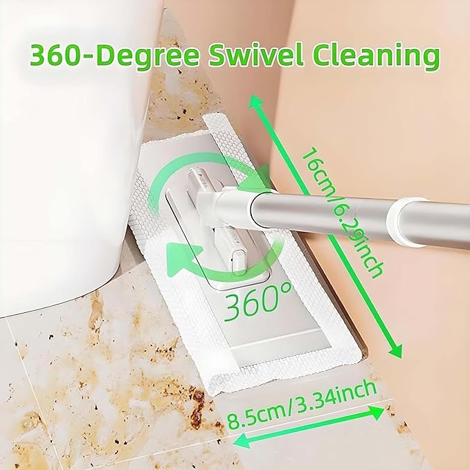 Snap Grip Minimop, Convenient Cloth Changing Mini Mop, Retractable Gap Dust Cleaner Flat Mops with Locking Head & Sweeping Cloths, 100cm Long Handle Sweeper Stick for Multi Cleaning (1*Mop+5*Cloth)