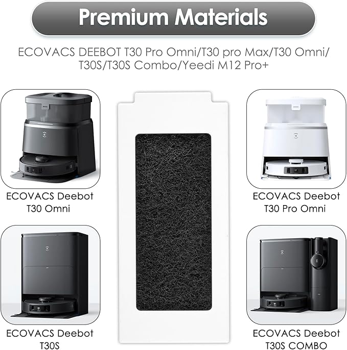 (3 Pack) T30S Replacement HEPA Filter for ECOVACS DEEBOT T30S/ T30S AI/ T30S CARE/ T30S Pro/ T30C Pro/ T30S Combo/ T30 Pro Omni/ T30 Omni/Yeedi M12 Pro+ Vacuum Filter, HEPA Filters Accessories Set