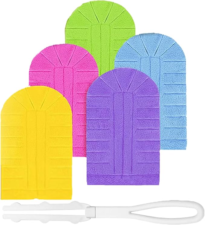 360° Electrostatic Duster Refills with Handle — The Sustainable Choice for a Dust-Free Home, Reusable & Washable, Heavy-Duty Multi-Surface Cleaning for Fans, Blinds, Cars & Office (Short Handle)