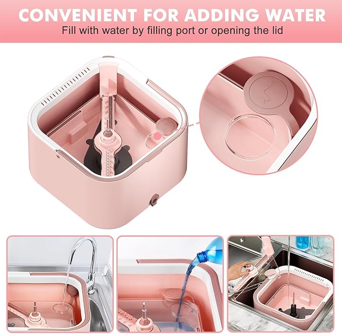 KZKR Square Spin Mop and Bucket Set with Self Separation Dirty and Clean Water System,Self Wringing 360° Rotating Mops Head for Home Floors Cleaning (2.0 mop Bucket Set with 6 Pads)