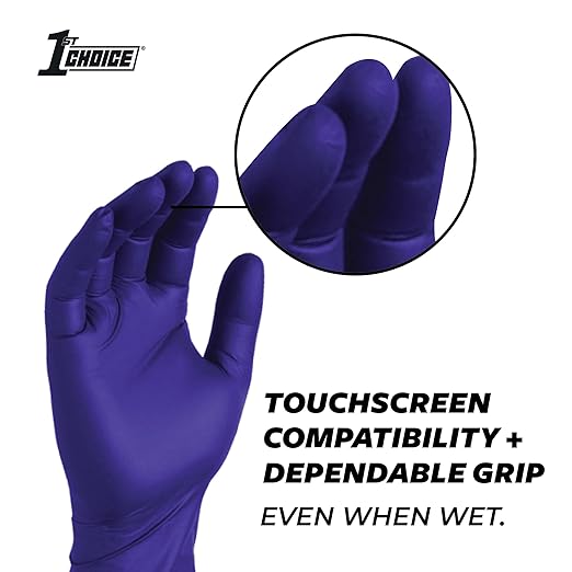 1st Choice Nitrile Disposable Gloves, 3 Mil Indigo Nitrile XL Gloves, Box of 100 Medical Gloves, Disposable, Latex Free