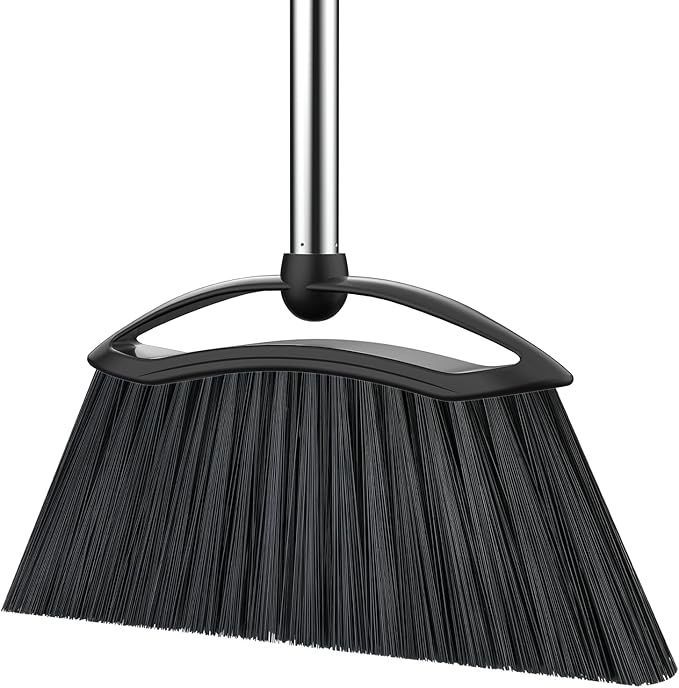 EZKEY Heavy Duty Broom, 54-inch Adjustable Long Handle Angle Brooms Large Brooms for Sweeping Indoor and Outdoor Commercial Broom for Home Kitchen Patio Garage Porch Courtyard Classroom, Black