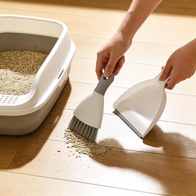 Neecio Mini Dustpan and Brush Set, Small Broom and Dustpan Set Dust Pan and Portable Hand Broom Dustpan and Broom Combo Compact for Desk, Table, Home, Kitchen Necessities
