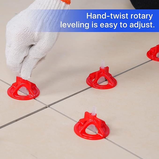 HRGGN Professional Tile Leveling System Kit，Anti-Loosening Spacers/Wall, Bathroom Tiling - 1/8" Precision Alignment & Grout Spacing Tools(100caps+700base, 1/8)